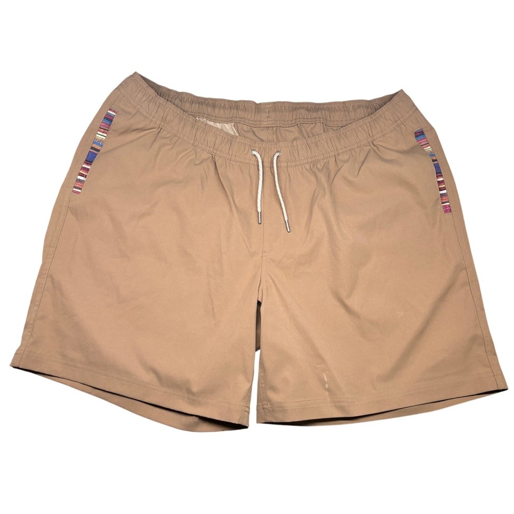 Wowie Shorts Mens XXL Tan Khaki Woven Trim Performance Drawstring Casual 7in